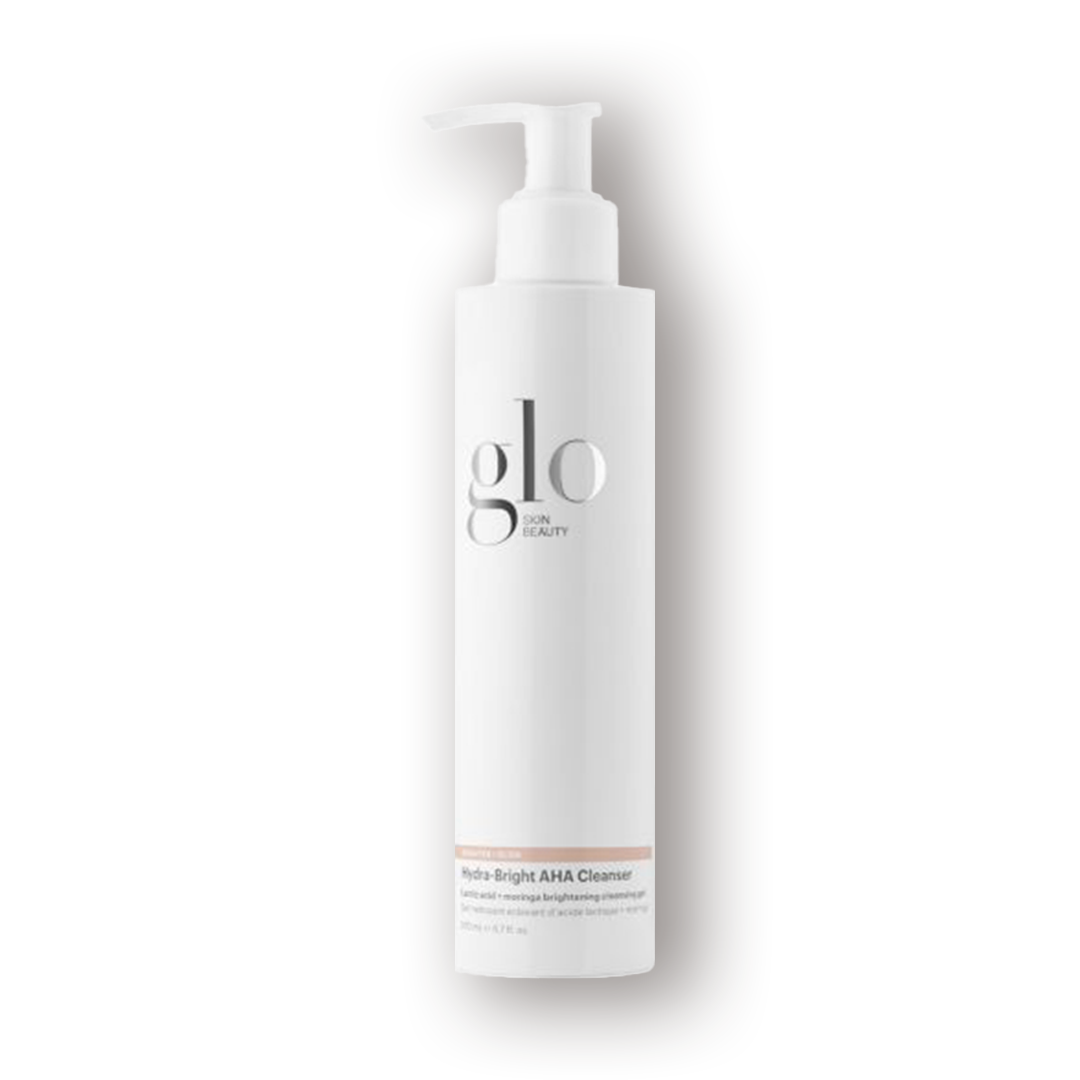 A pump bottle of Glo Skin Beauty Hydra-Bright AHA Cleanser