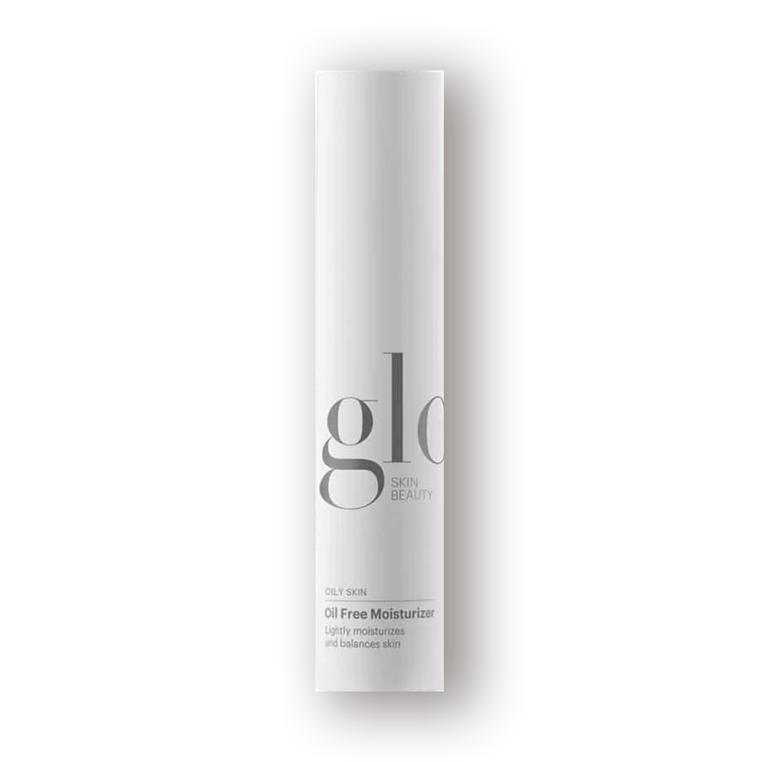 A white pump bottle of Glo Skin Beauty Oil Free Moisturizer