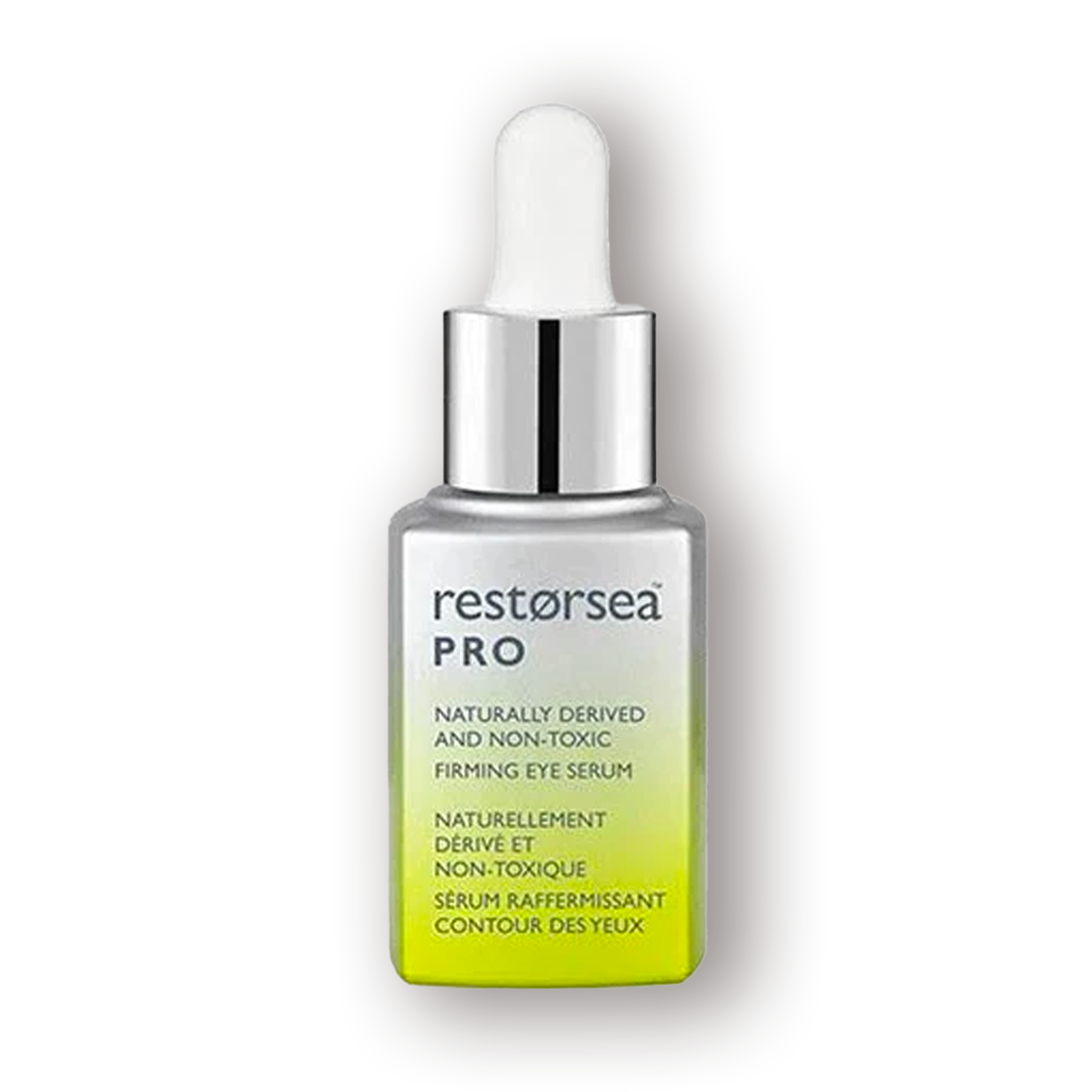 A bottle of Restorsea Pro Firming Eye Serum with a dropper dispenser