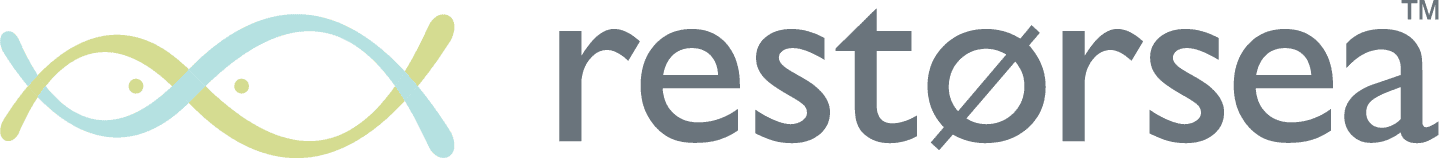 Logo of restorsea with a stylized design with grey text