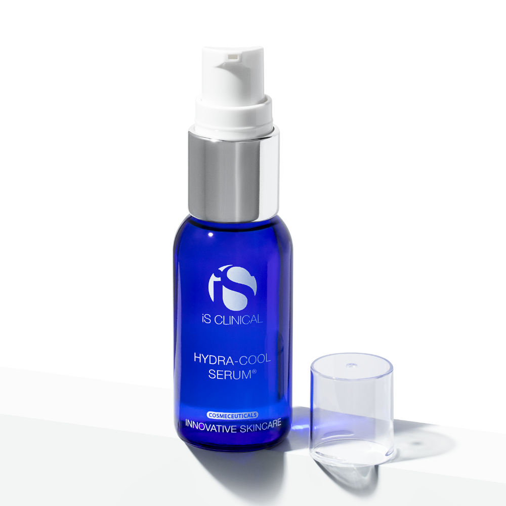 Blue serum bottle with white of iS Clinical Hydra-Cool Serum