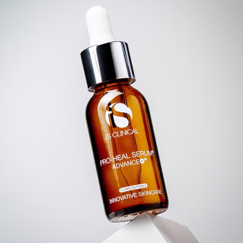 iS Clinical Pro-Heal Serum Advance+ bottle with dropper on a white background