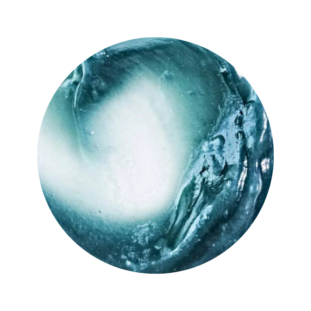 Close-up texture of a blue gel or cream product of May Lindstrom The Blue Cocoon