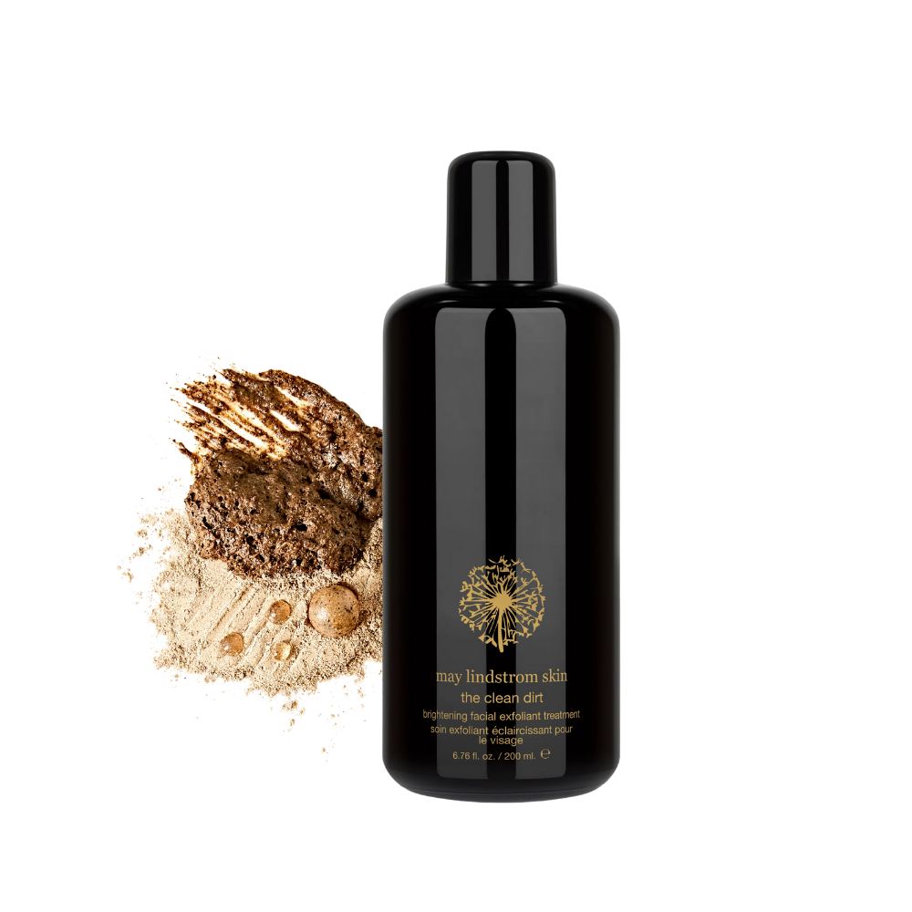 May Lindstrom The Clean Dirt bottle and texture beside