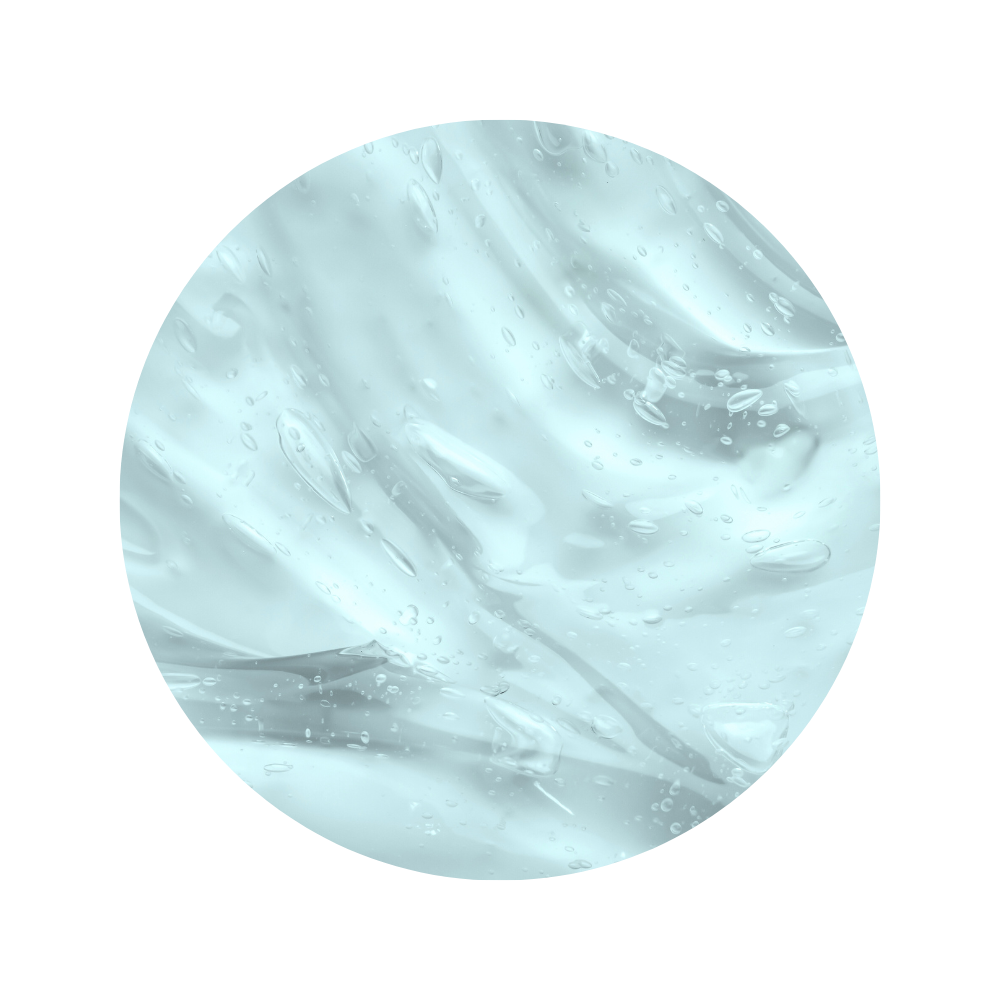 Round swatch of light blue marble texture of iS Clinical Hydra-Cool Serum