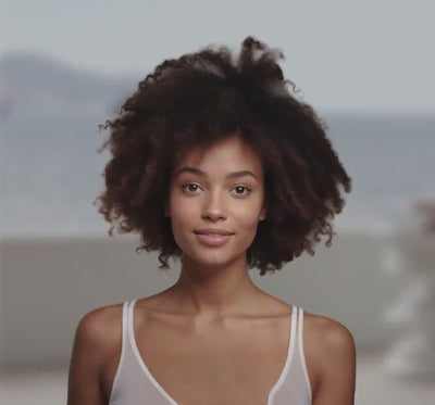 Video of evelab service being shown digitally on the face of a female model