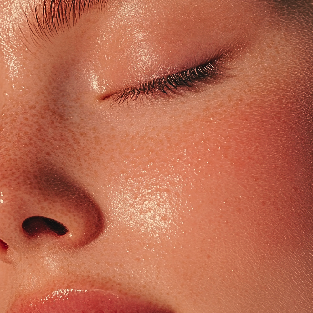 Close-up of a person's eye with a soft focus on skin texture